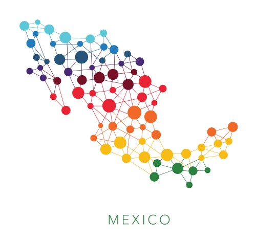 Mapa de México con conexiones